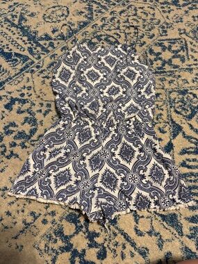 Bisou Bisou Blue and White Printed Romper Shorts